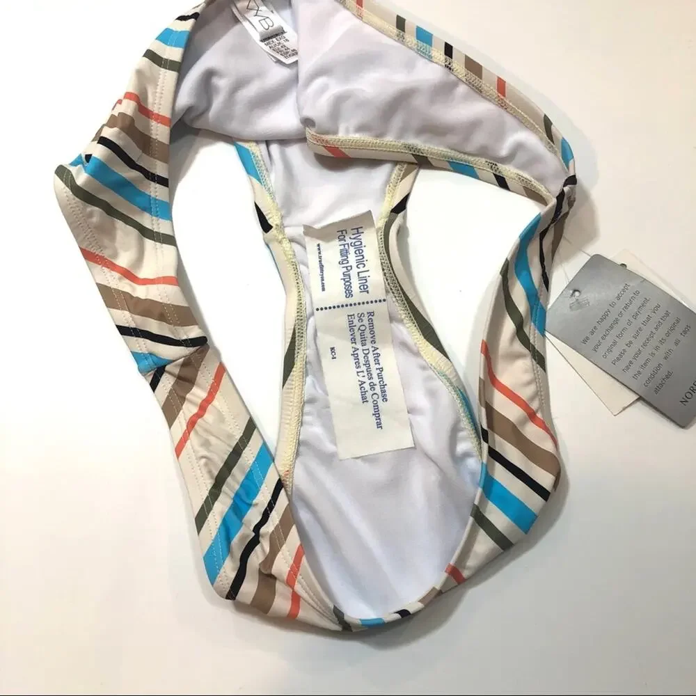 VYB High Leg Stripe Print Bikini Bottoms swim XL